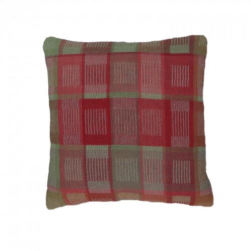 Grid I cushion in silk and wool